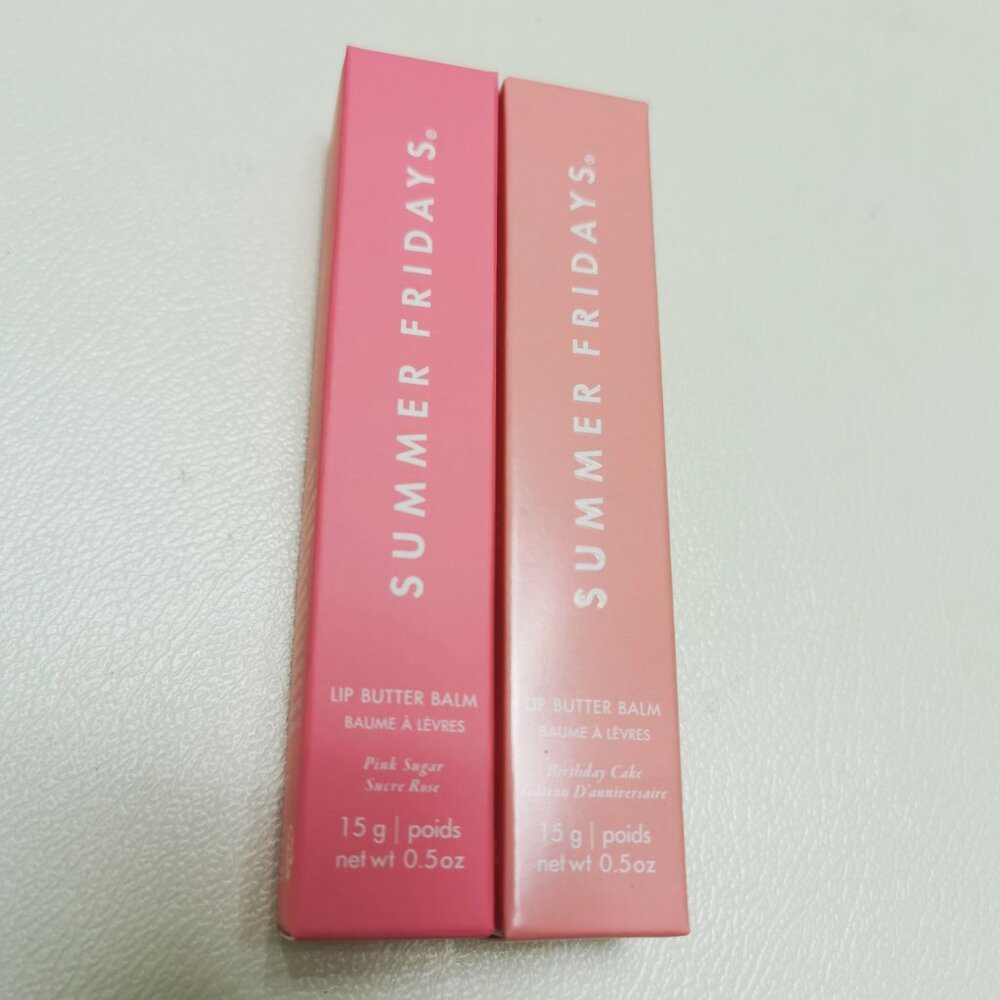 2pcs( Birthday Cake+Pink Sugar)Summer Fridays Lip Butter Balm Conditioning Lip